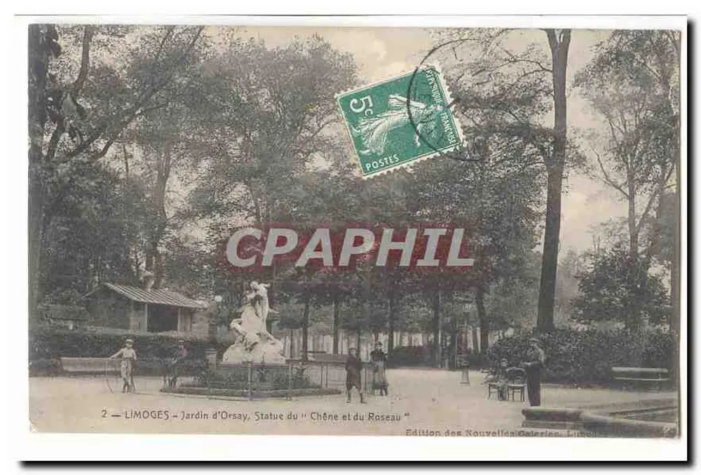 Limoges — Ansicht des Orsay-Gartens, Statue des "Eichen und Schilfs" — Ausgabe der Nouvelles Galeries - Vorderseite