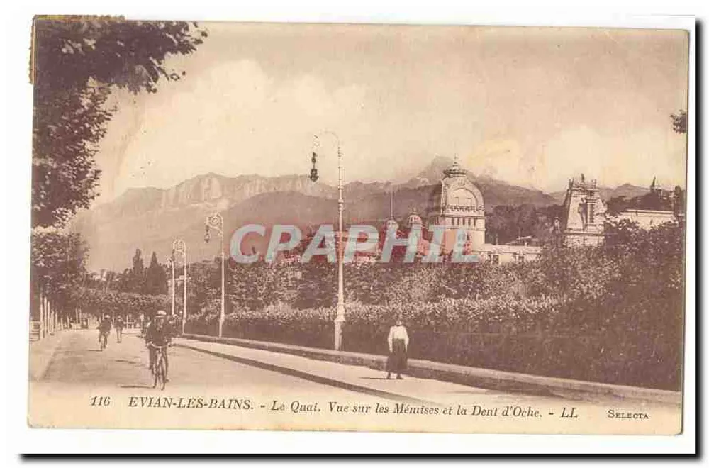 Evian-les-Bains — Der Kai, Blick auf die Mémises und die Dent d'Oche — Selecta, Nr. 116 - Vorderseite