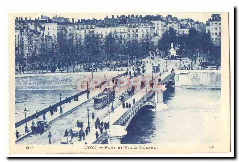 LYON. — Ponte e Praça Morand. — Editor LL, n° de série 507 - Frente