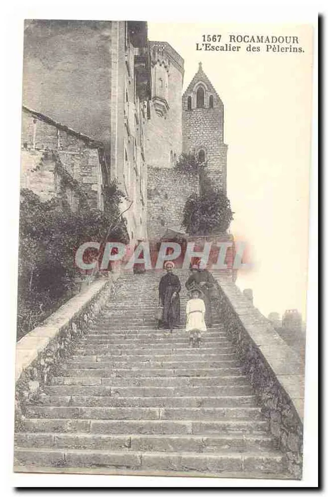 Rocamadour — L'Escalier des Pèlerins — éditeur anonyme, n° 1567 - Recto