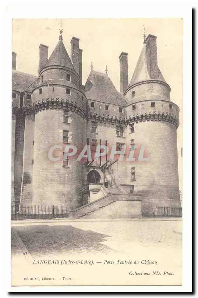 Langeais (Indre-et-Loire) — Porta de entrada do Castelo — Péricat, Livreiro, Tours - Frente