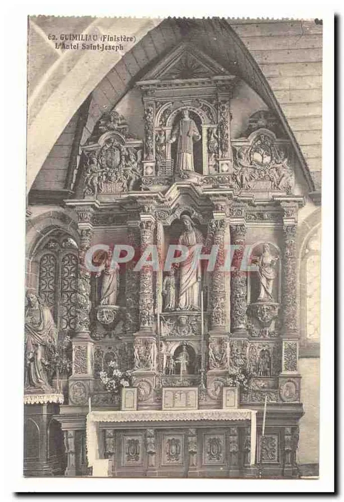 Guimiliau (Finistère) — L'Autel Saint-Joseph — CPA - Recto