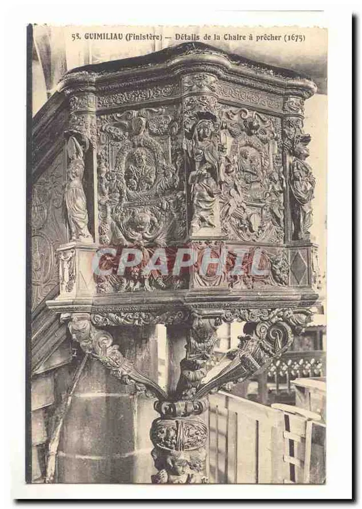 Guimiliau (Finistère) — Details der Kanzel (1677) - Vorderseite