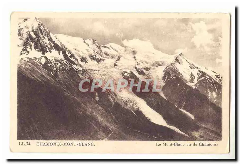 Chamonix-Mont-Blanc — Vista do Mont-Blanc a partir de Chamonix — LL.74 - Frente