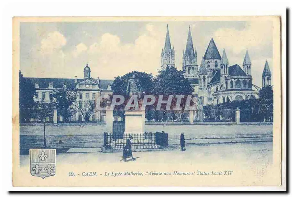 Caen — Lycée Malherbe, Abtei der Männer und Statue Louis XIV - Vorderseite