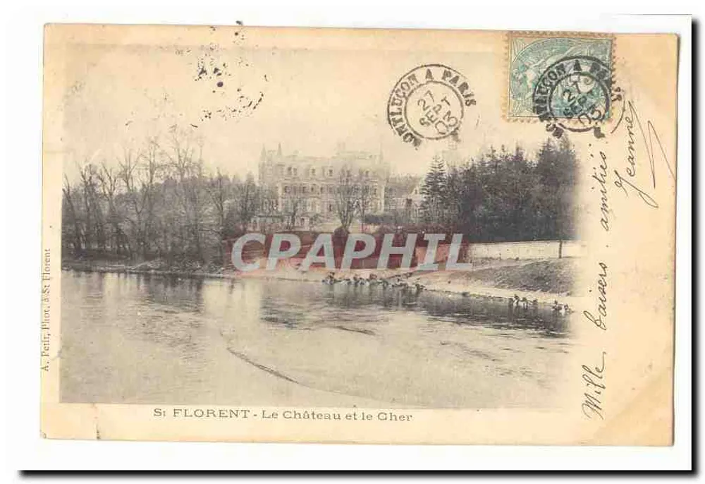 Saint-Florent - O Castelo e o Rio Cher — A. Petit, Fot. & St Florent - Frente