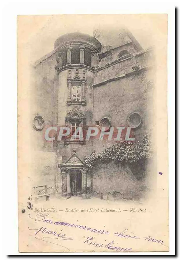 Bourges — Escalera del Hotel Lallemand — ND Phot - Anverso