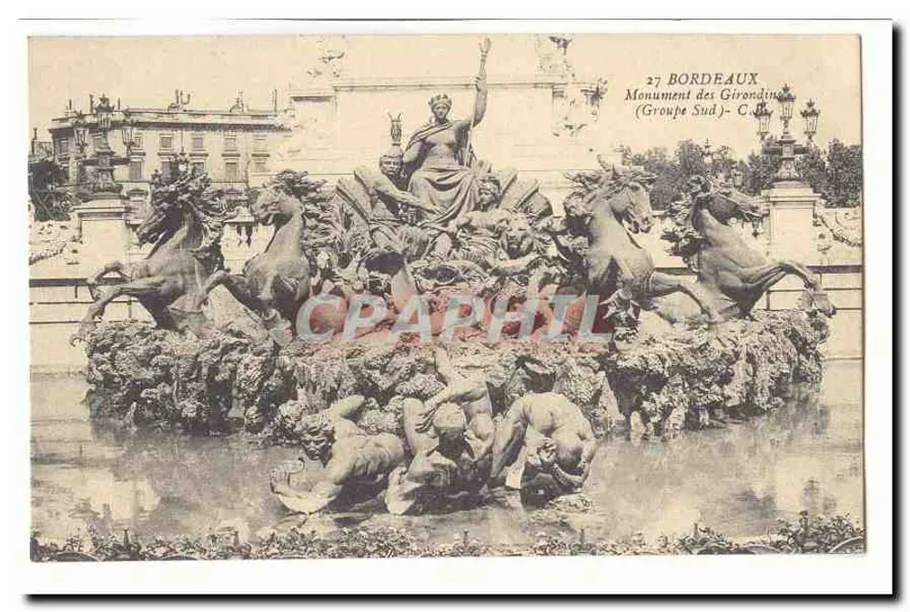 Bordeaux — Monument dos Girondinos (Grupo Sul) — C. P. A. n°27 - Frente