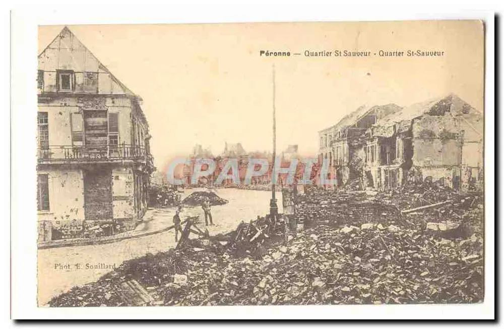 Péronne — Bairro de São Salvador — destruição após guerra — Fot. E. Sanilllard - Frente