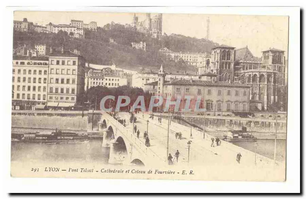LYON — Pont Tilhist — Kathedrale und Fourvière-Hügel — E. R. - Vorderseite
