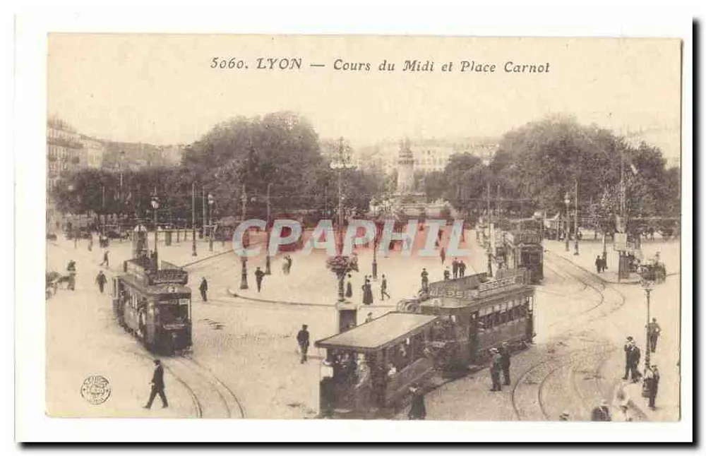 LYON — Cours du Midi und Place Carnot — Verleger: 5060 - Vorderseite