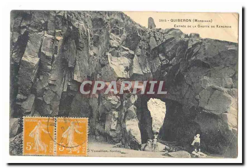 Quiberon (Morbihan) — Entrata della Grotta di Kergroix — Vassallier, Nantes - Recto