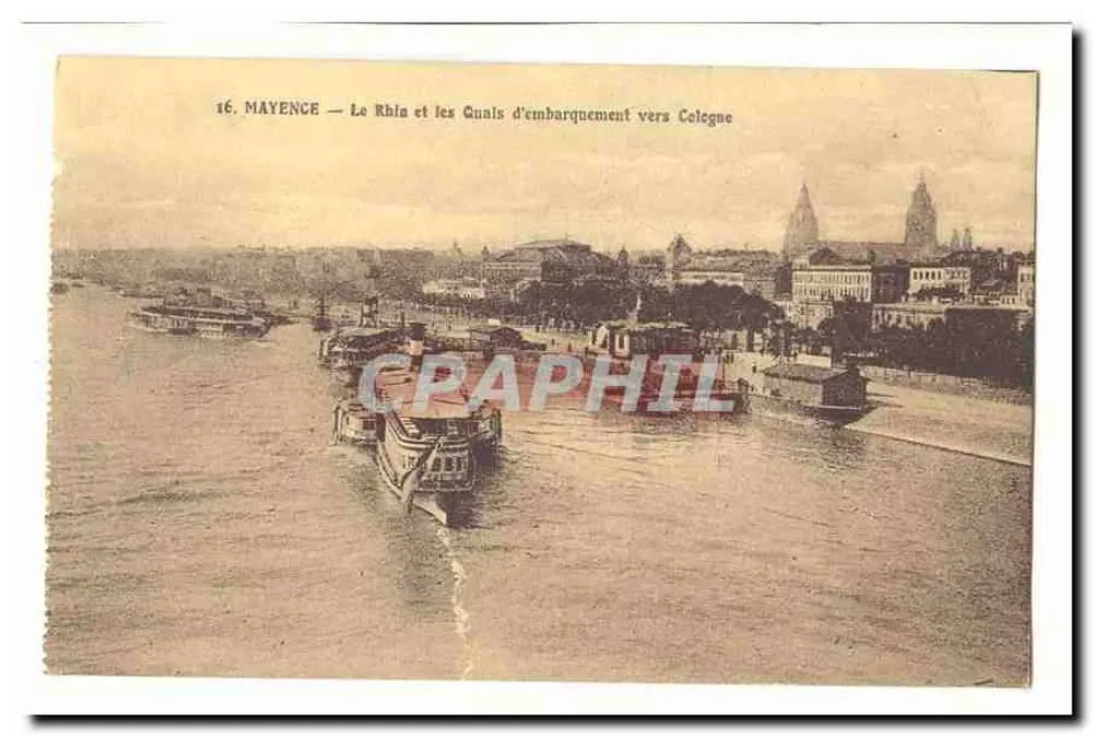 Mainz — Der Rhein und die Anlegestellen in Richtung Koblenz - Vorderseite