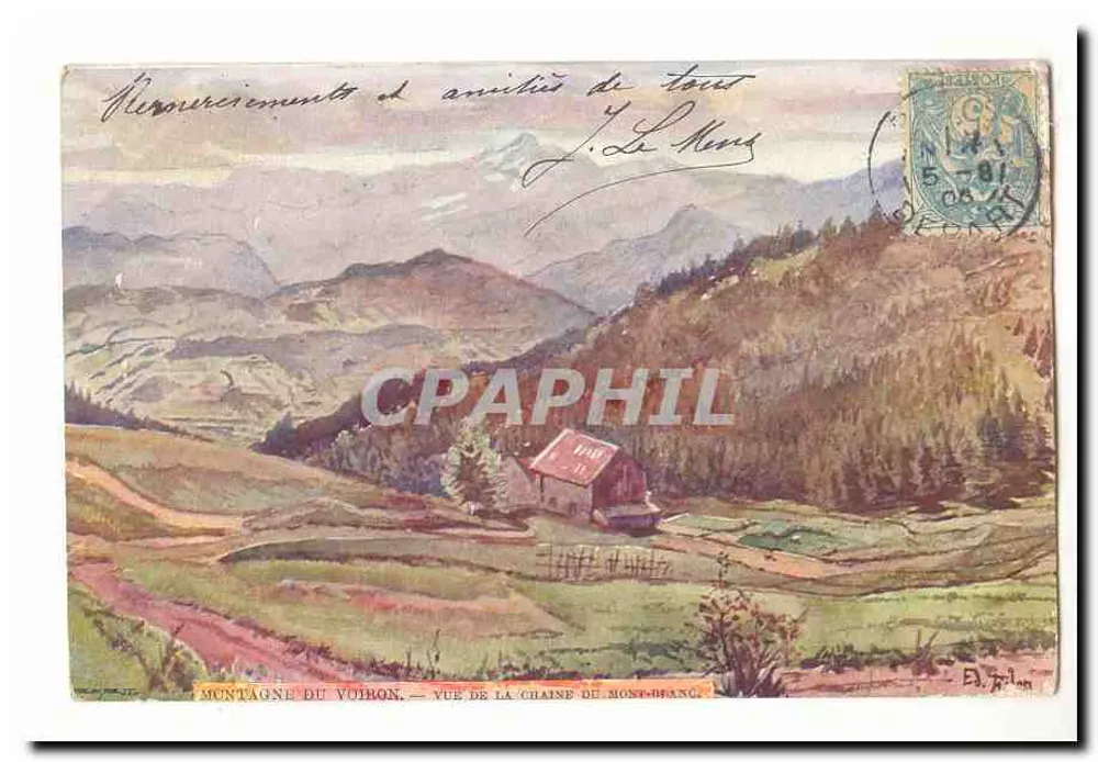 Berg des Voiron — Ansicht der Mont-Blanc-Kette — Verlag Trilon - Vorderseite