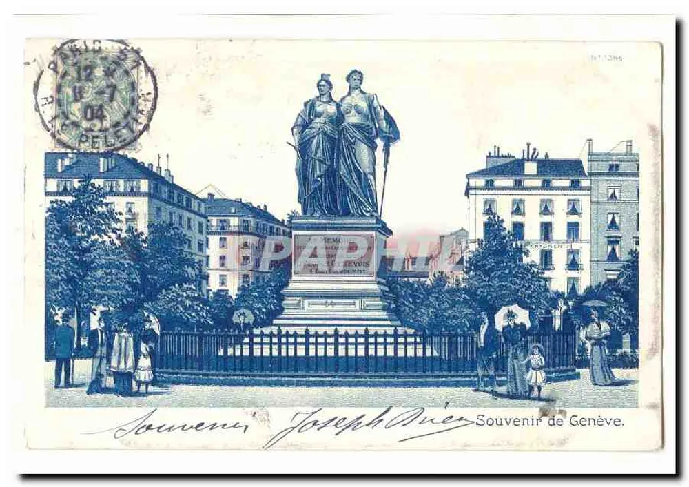 Estátua das Irmãs da Liberdade — Genebra — Souvenir de Genève, Joseph Dier - Frente