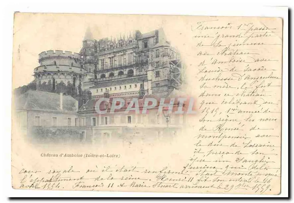 Castelo de Amboise (Indre-et-Loire) — vista do castelo com torre redonda — editor não visível - Frente