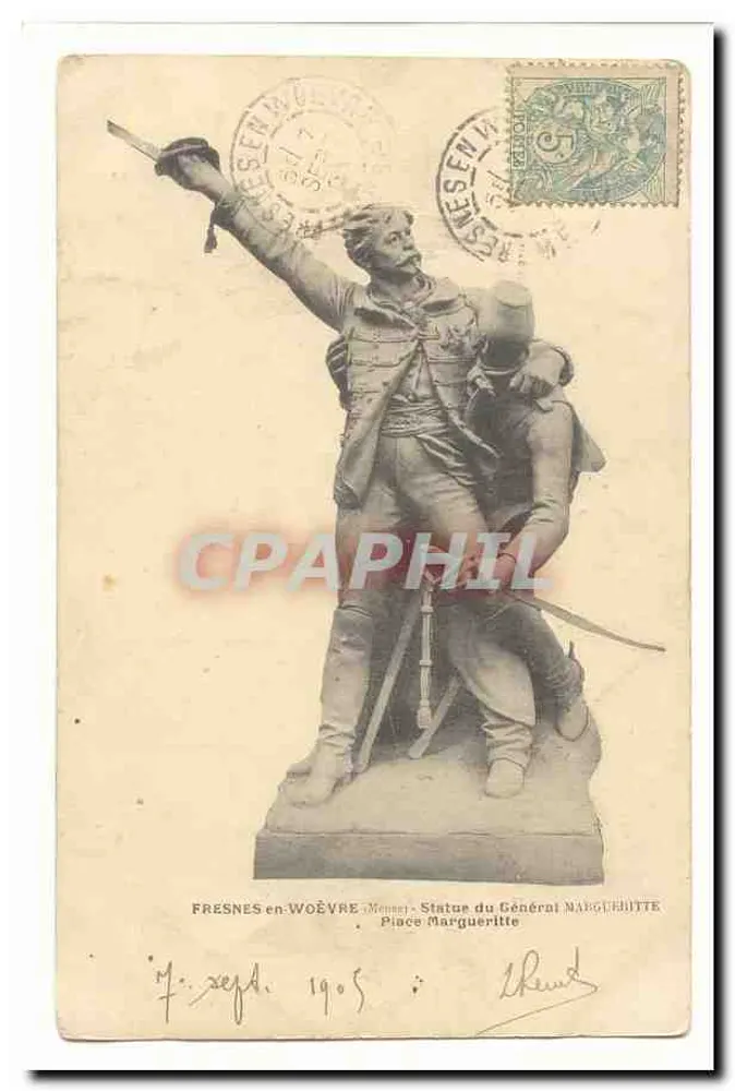 Statue des Generals Margueritte — Fresnes-en-Woëvre — unbekannter Verleger, Seriennummer nicht sichtbar - Vorderseite
