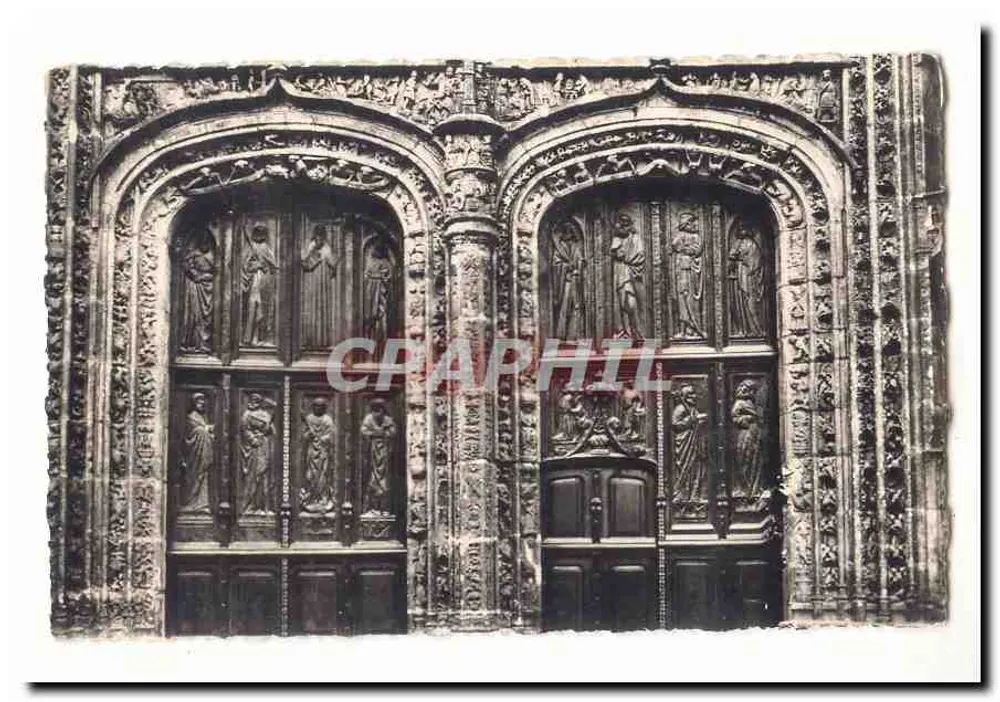 Geschnitzte Kirchentür — Details religiöser Skulpturen — unbekannter Verlag - Vorderseite