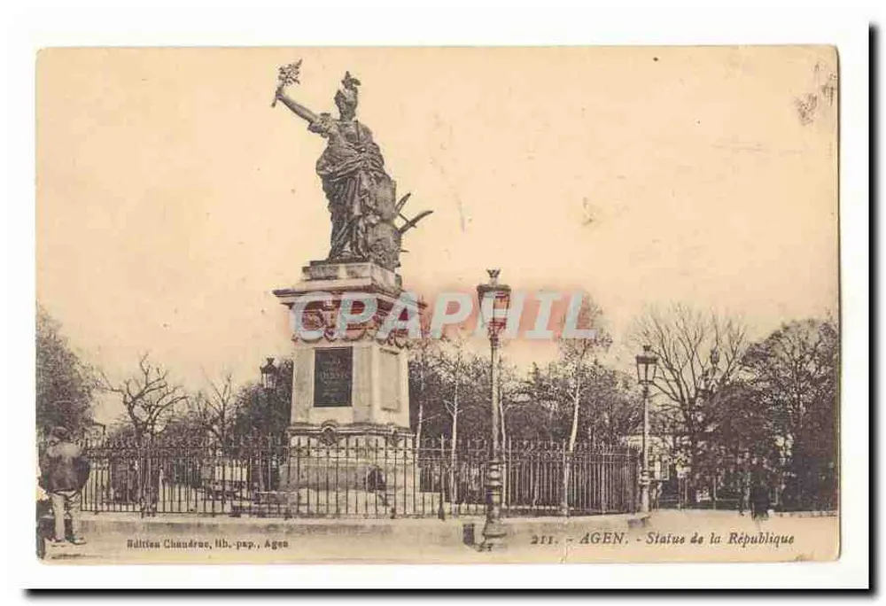 Agen - Estátua da República — Rüttieu Chaudruc, litografia, Agen - Frente