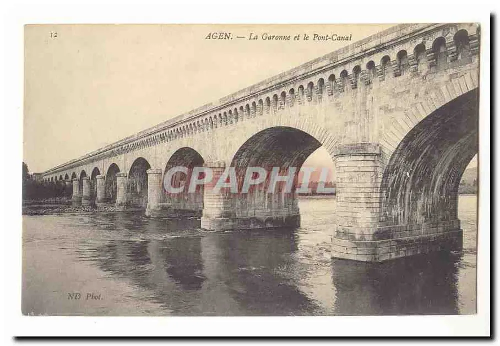 AGEN — Die Garonne und der Kanalbrücke — ND Phot. - Vorderseite