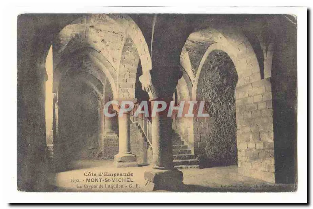 Mont-Saint-Michel — A Cripta do Aquilão — G.-F. — Côte d'Eméraude — 1893 - Frente