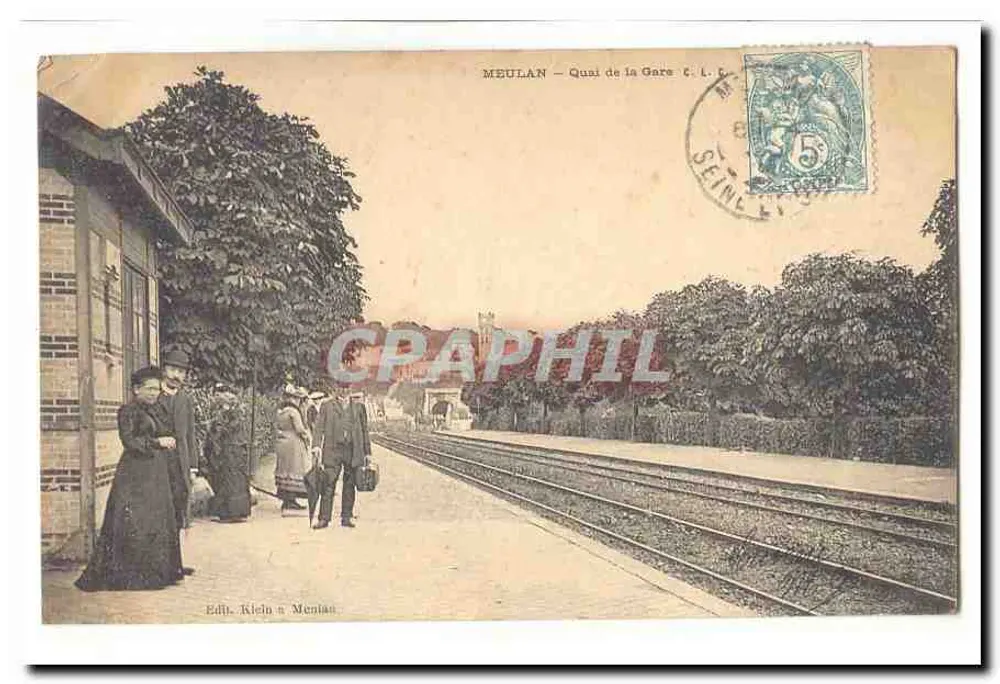 Meulan — Lungo il molo della stazione & L. L. — Edit. Klein à Mentan - Recto