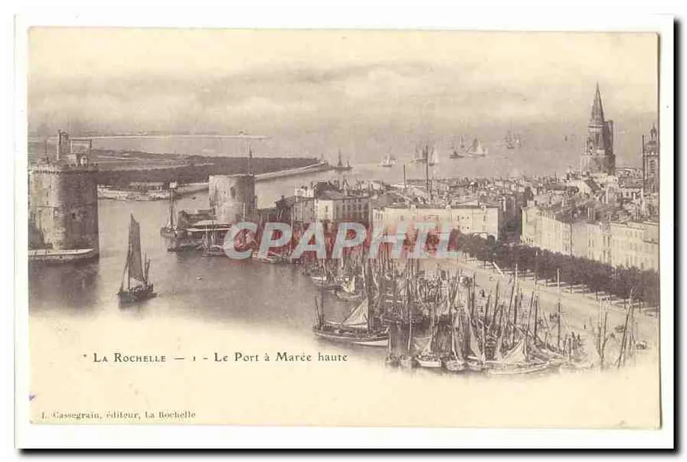 La Rochelle — A vista do porto com maré alta — L. Gassegrain, editor, La Rochelle - Frente