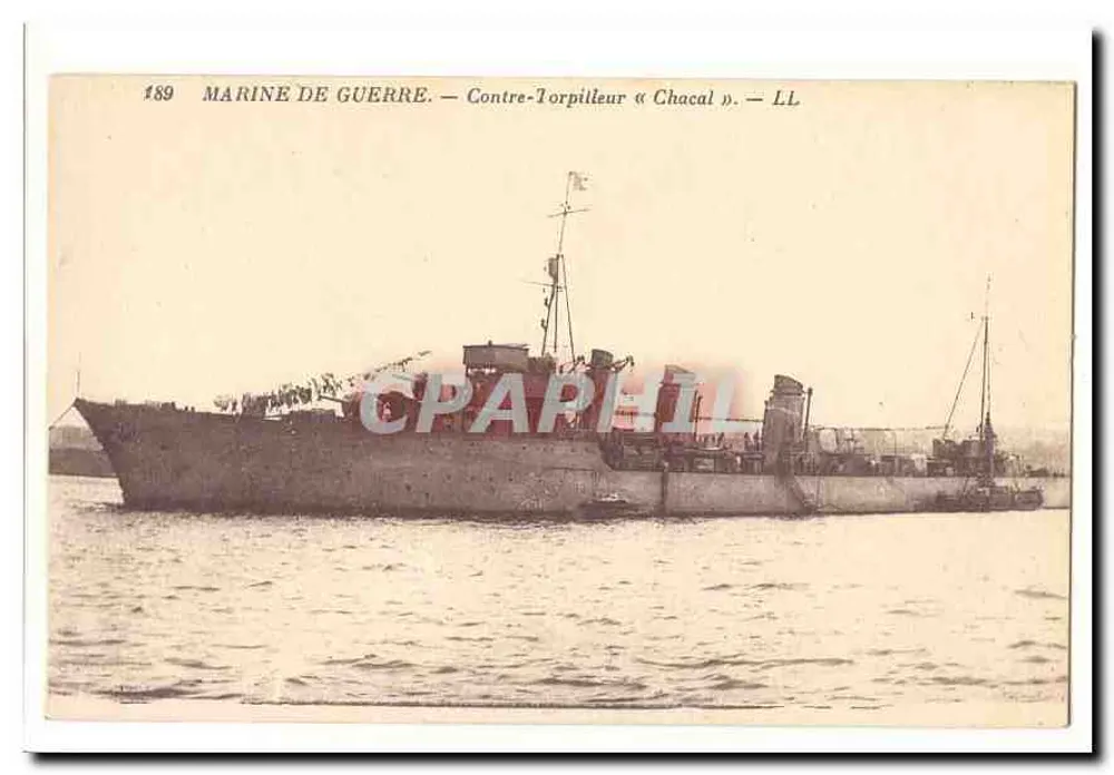 Contre-Torpilleur « Chacal » — Marine de Guerre — n° 189 - Recto
