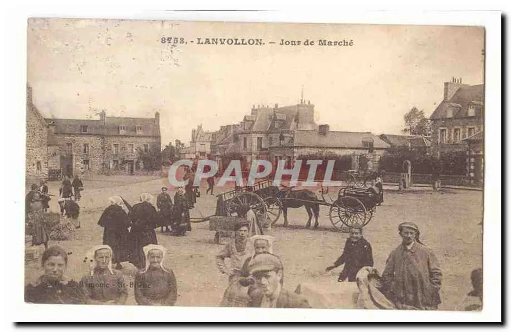 Lanvollon — Día de mercado — editor Hermone - St-Brieuc, n° 8753 - Anverso
