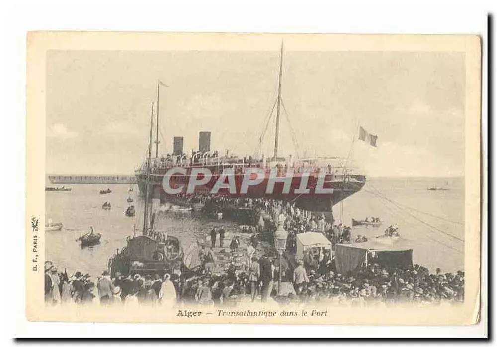 Alger — Ansicht des Transatlantischen Schiffs im Hafen — B. F., Paris - Vorderseite