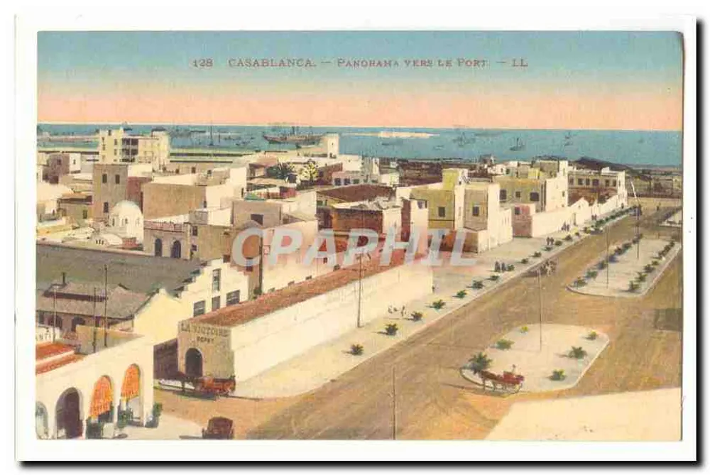 Casablanca — Panorama zum Hafen — LL, n° 128 - Vorderseite