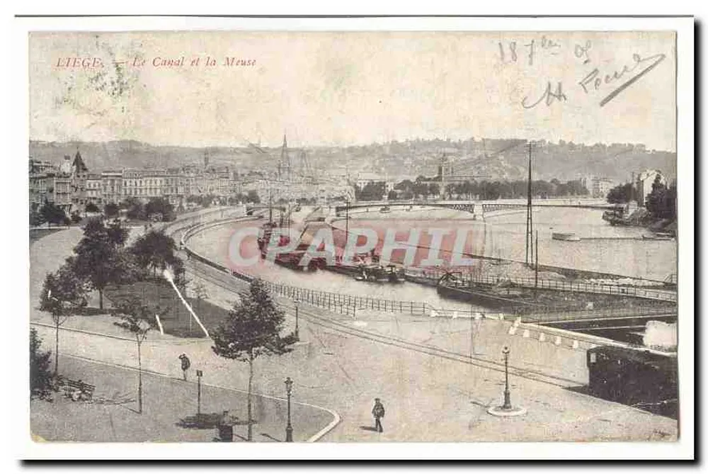Liège — Der Kanal und die Maas — Verlag: C. P. A. (Seriennummer nicht lesbar) - Vorderseite