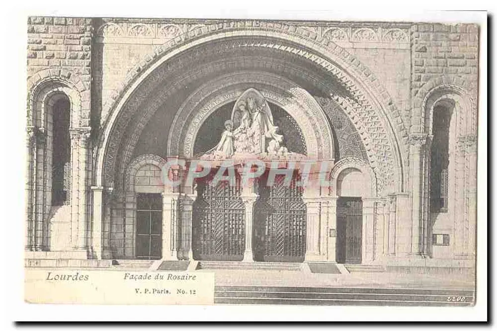 Lourdes — Fachada do Rosário — V. P. Paris, No. 12 - Frente