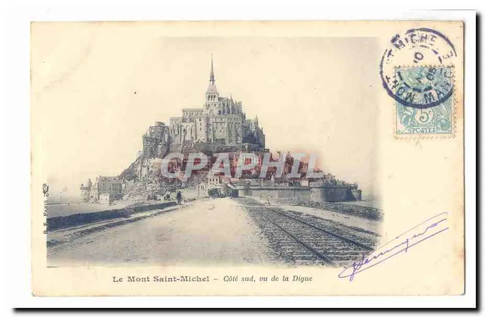 Mont Saint-Michel — Südseite, Blick von der Digue — B.E. Paris - Vorderseite