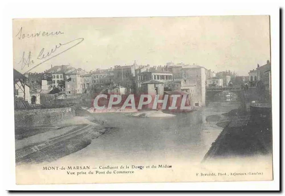 Mont-de-Marsan — Zusammenfluss der Douge und Midos — Ansicht vom Pont du Commerce — F. Bernède, Fot. Arjuzaux (Landes) - Vorderseite