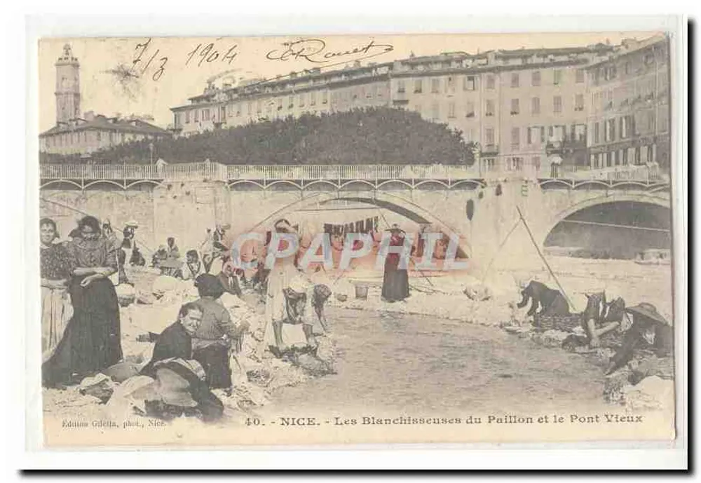 Nice - Die Wäscherinnen am Paillon und die Alte Brücke — Édouard Giletta, fot., Nice - Vorderseite
