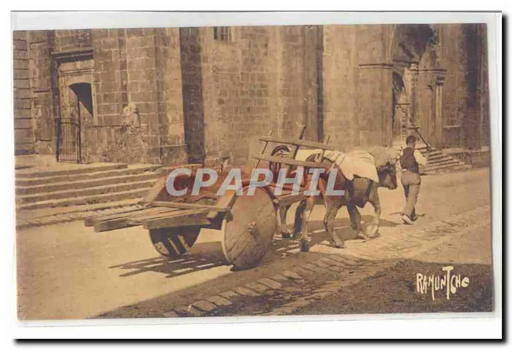 Carroça puxada por um jumento — em frente a uma igreja — fotografia de R. Muntcho - Frente