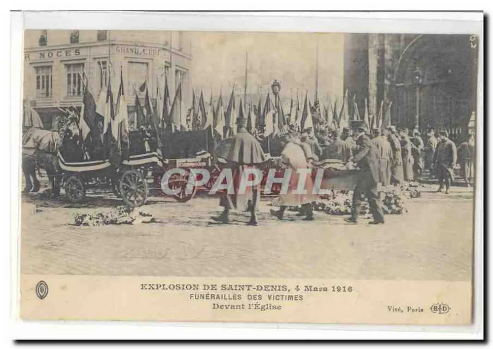 Explosion von Saint-Denis, 4. März 1916 — Trauerfeier für die Opfer — Vor der Kirche — Viné, Paris (B.D.) - Vorderseite