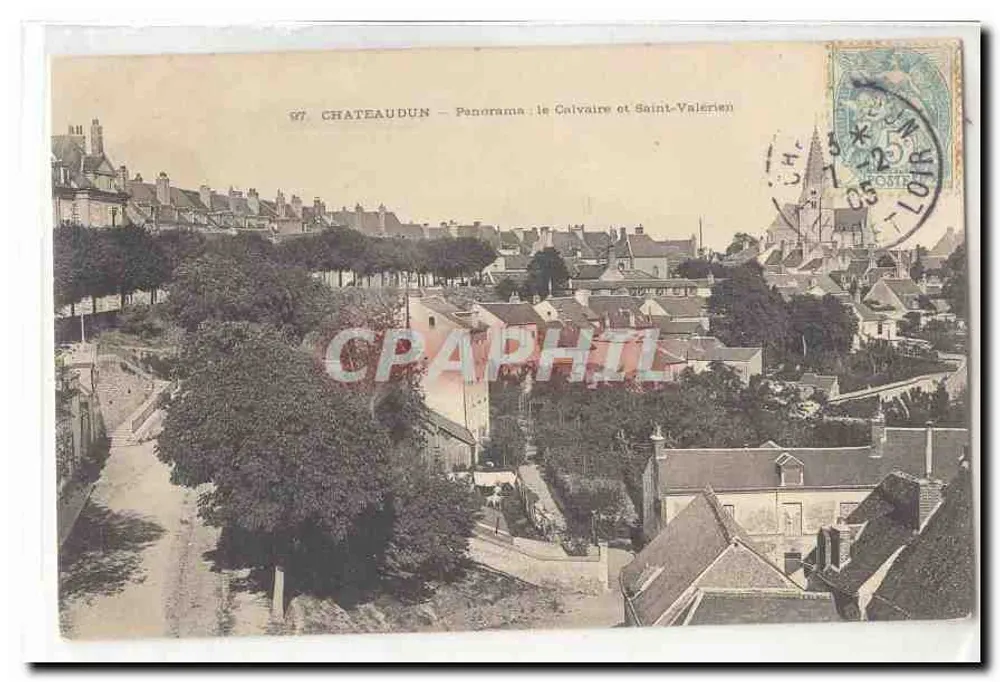 Châteaudun — Panorama: Der Caivaire und Saint-Valérien - Vorderseite