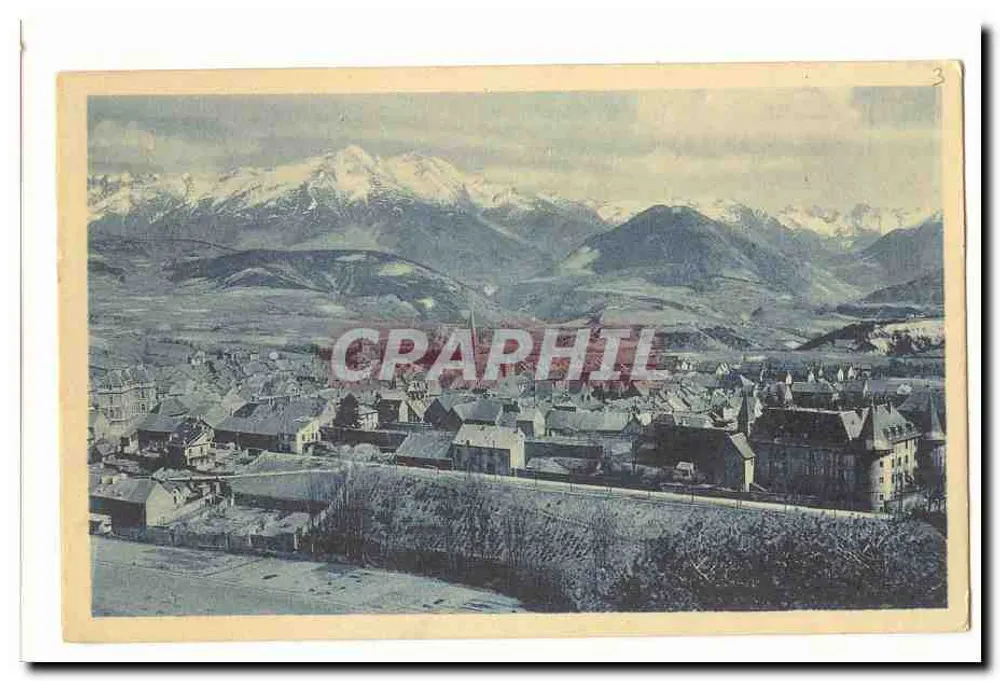Luftbild von Saint-Jean-de-Maurienne — schneebedeckte Berge im Hintergrund — unbekannter Verlag, Seriennummer 3 - Vorderseite