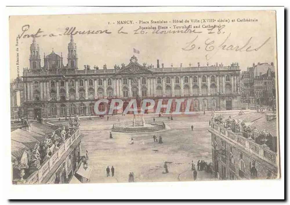 Nancy - Place Stanislas - Rathaus (18. Jahrhundert) und Kathedrale - Vorderseite