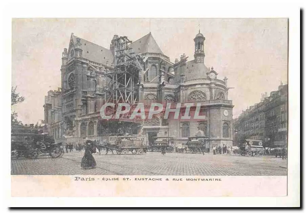 Paris — Kirche Saint-Eustache & Straße Montmartre - Vorderseite