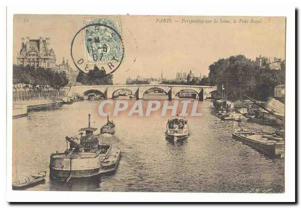 Paris — Perspektive auf die Seine, die Königliche Brücke — Verlag nicht sichtbar - Vorderseite