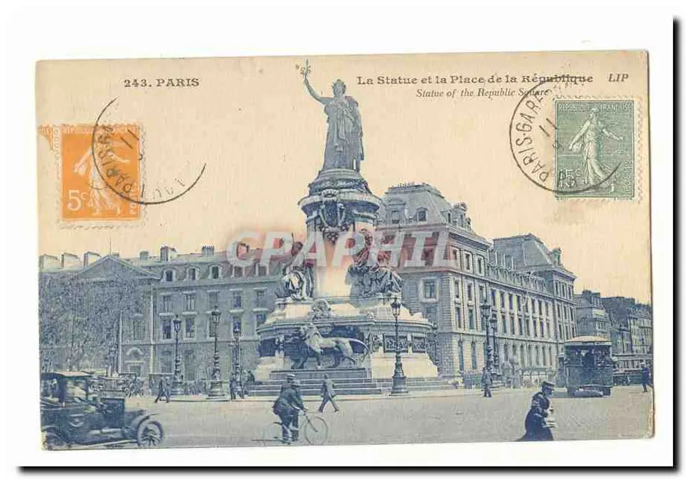 Statue der Republik und Place de la Républik — Paris — Verlag LIP, Nr. 243 - Vorderseite