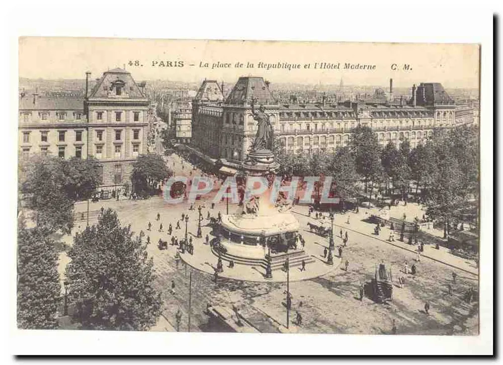 Paris — Der Place de la République und das Hôtel Moderne — C.M. n°48 - Vorderseite