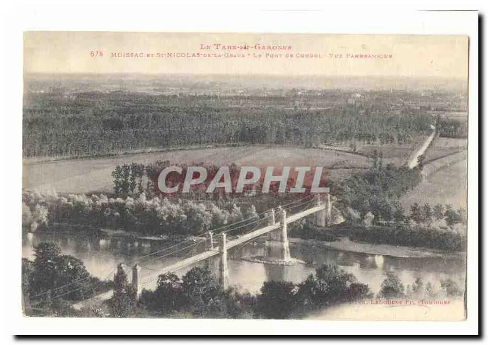 Moissac und St-Nicolas-de-la-Grave - Der Cougoul-Brücke - Panoramablick - Vorderseite