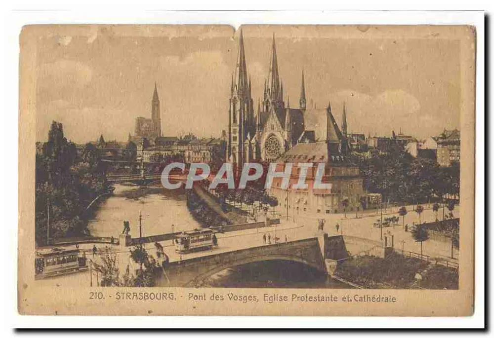 Strasbourg — Pont des Vosges, evangelische Kirche und Kathedrale - Vorderseite