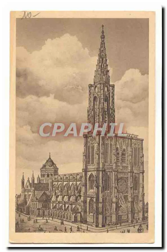 Catedral de Nossa Senhora de Estrasburgo — vista da fachada e da torre — edição - Frente