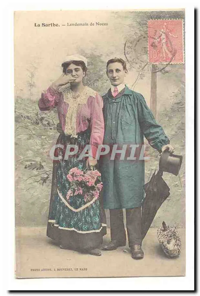 La Sarthe — Dia seguinte ao Casamento — Foto Artística. J. Rouyet, Le Mans - Frente