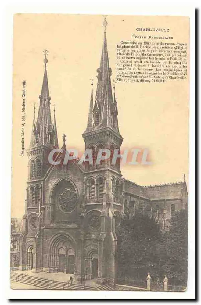 चार्लविल - पारिश चर्च — रोमन शैली, 1880 में बनाई गई, एडिटर चंपोंटियर-रिचार्ड, श्रृंखला संख्या अदृश्य - आगे